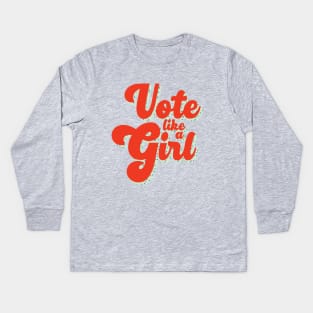 Vote Like A Girl (Red/Blue) - The Peach Fuzz Kids Long Sleeve T-Shirt